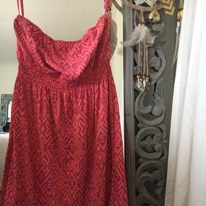 Strapless sundress. Above the knees